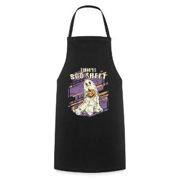 HALLOWEEN C’EST BOO SHEET - Tablier de cuisine - noir - Devant - AI Model Male 185 dark (185cm)