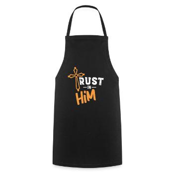 Trust in Jesus / Christian Faith, Trust - Cooking Apron - black - Front - AI Model Male 185 dark (185cm)