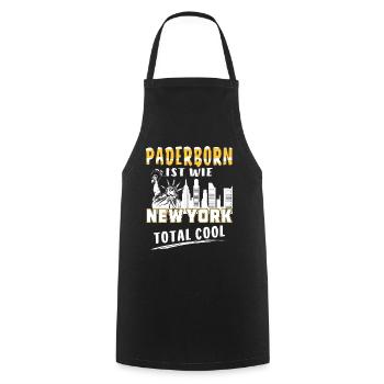 PADERBORN IS LIKE NEW YORK - Cooking Apron - black - Front - AI Model Male 185 dark (185cm)