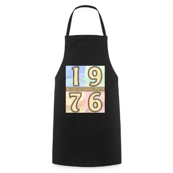 BIRTHDAY YEAR 1976 - Cooking Apron - black - Front - AI Model Male 185 dark (185cm)