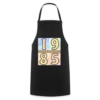 BIRTHDAY YEAR 1985 - Cooking Apron - black - Front - AI Model Male 185 dark (185cm)