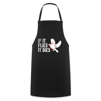 Chasse au pigeon Quand il vole, il meurt - Tablier de cuisine - noir - Devant - AI Model Male 185 dark (185cm)