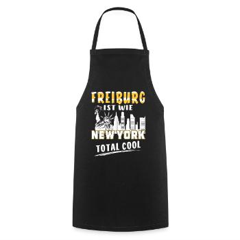 FREIBURG IS LIKE NEW YORK - Cooking Apron - black - Front - AI Model Male 185 dark (185cm)