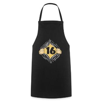 16 PUT ON SHIRT - Cooking Apron - black - Front - AI Model Male 185 dark (185cm)