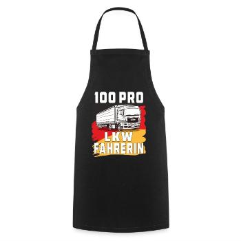 100 PRO LKW FAHRERIN - Kochschürze - Schwarz - Vorne - AI Model Male 185 dark (185cm)