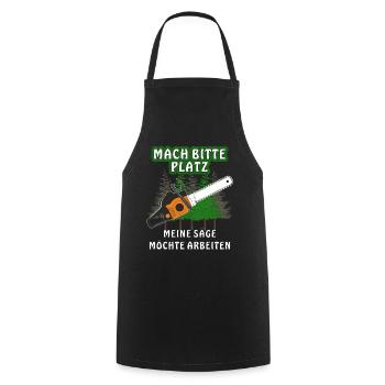 MOTORSÄGE MACH BITTE PLATZ - Kochschürze - Schwarz - Vorne - AI Model Male 185 dark (185cm)