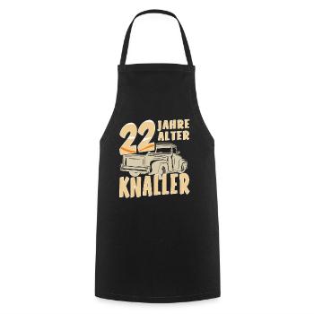 22 JAHRE ALTER KNALLER - Kochschürze - Schwarz - Vorne - AI Model Male 185 dark (185cm)