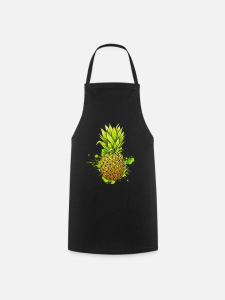Ananas / Tropische Frucht - Kochschürze - Schwarz