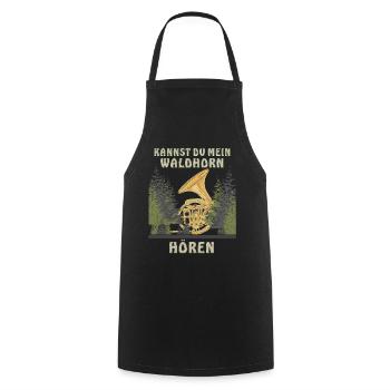 KANNST DU MEIN WALDHORN HÖREN - Kochschürze - Schwarz - Vorne - AI Model Male 185 dark (185cm)
