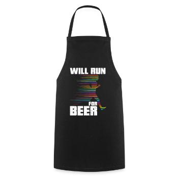 Courra pour les coureurs drôles de bière - Tablier de cuisine - noir - Devant - AI Model Male 185 dark (185cm)