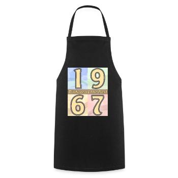 BIRTHDAY YEAR 1967 - Cooking Apron - black - Front - AI Model Male 185 dark (185cm)
