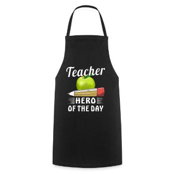 HÉROS ENSEIGNANT DU JOUR - Tablier de cuisine - noir - Devant - AI Model Male 185 dark (185cm)