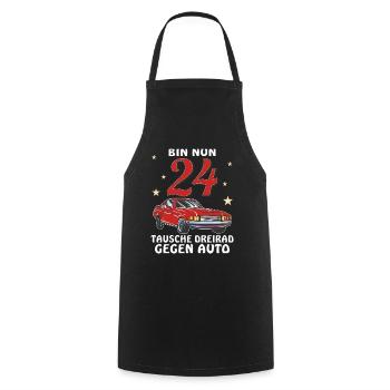 AUTO GEBURTSTAG BIN NUN 24 - Kochschürze - Schwarz - Vorne - AI Model Male 185 dark (185cm)