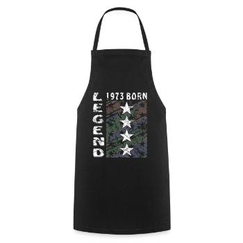 ANNIVERSAIRE LÉGENDE 1973 NÉ - Tablier de cuisine - noir - Devant - AI Model Male 185 dark (185cm)