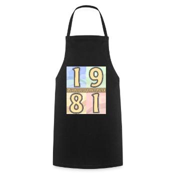 BIRTHDAY YEAR 1981 - Cooking Apron - black - Front - AI Model Male 185 dark (185cm)