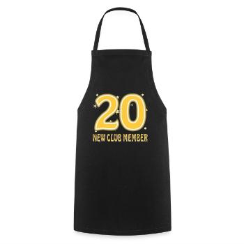 GEBURTSTAG 20 - Kochschürze - Schwarz - Vorne - AI Model Male 185 dark (185cm)