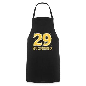 BIRTHDAY 29 - Cooking Apron - black - Front - AI Model Male 185 dark (185cm)