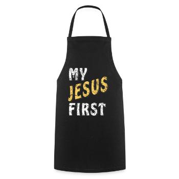MON JÉSUS D’ABORD - Tablier de cuisine - noir - Devant - AI Model Male 185 dark (185cm)