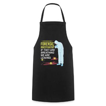 Kriminaltechniker Tatortermittler Forensik Spruch - Kochschürze - Schwarz - Vorne - AI Model Male 185 dark (185cm)