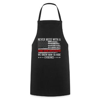 Forensic Technician Crime Scene Investigator Forensic Sentence - Cooking Apron - black - Front - AI Model Male 185 dark (185cm)