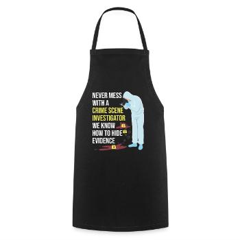 Forensic Technician Crime Scene Investigator Forensic Sentence - Cooking Apron - black - Front - AI Model Male 185 dark (185cm)
