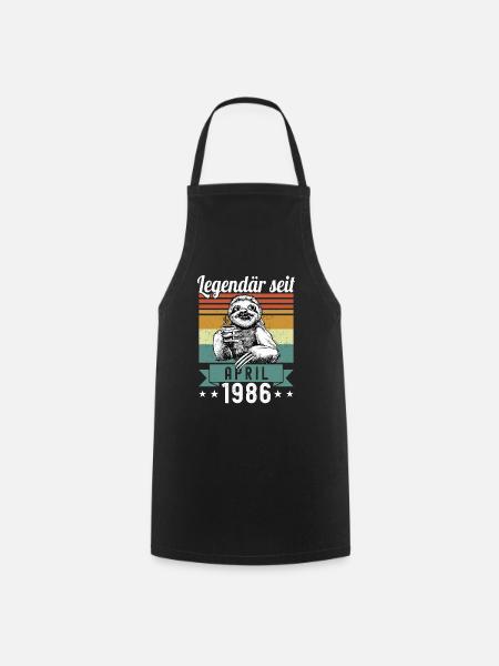 Faultier Legendär seit April 1986 Geburtstag - Kochschürze - Schwarz