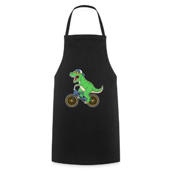 Dino Dinosaur on Bicycle - Cooking Apron - black - Front - AI Model Male 185 dark (185cm)