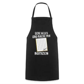 NOTIZBLOCK SEHE ALLES MACHE MIR NOTIZEN - Kochschürze - Schwarz - Vorne - AI Model Male 185 dark (185cm)