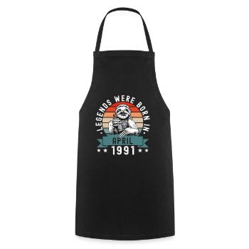 Legends Were Born In April 1991 Faultier Sloth - Cooking Apron - black - Front - AI Model Male 185 dark (185cm)