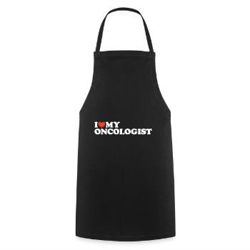 I love my Oncologist Heart Shirt - Cooking Apron - black - Front - AI Model Male 185 dark (185cm)