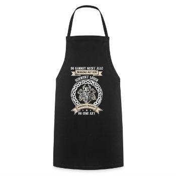 Lustiges Wikinger Odin Krieger Spruch Geschenk - Kochschürze - Schwarz - Vorne - AI Model Male 185 dark (185cm)