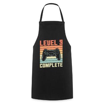 9th Birthday - Level 9 complete - Cooking Apron - black - Front - AI Model Male 185 dark (185cm)
