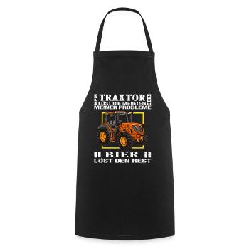 traktor ernte bauer fährt trecker trinkt bier - Kochschürze - Schwarz - Vorne - AI Model Male 185 dark (185cm)