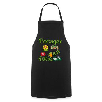 Potager en folie cadeau humour - Tablier de cuisine - noir - Devant - AI Model Male 185 dark (185cm)