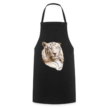 Tête de tigre blanche, naturelle, avant - Tablier de cuisine - noir - Devant - AI Model Male 185 dark (185cm)