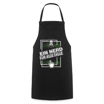 nerd administrator IT abteilung pixel coder - Kochschürze - Schwarz - Vorne - AI Model Male 185 dark (185cm)