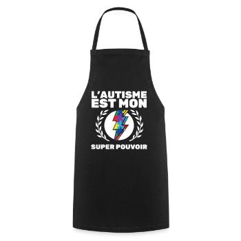 L'Autisme Est Mon Super Pouvoir Super Héro Autiste - Tablier de cuisine - noir - Devant - AI Model Male 185 dark (185cm)