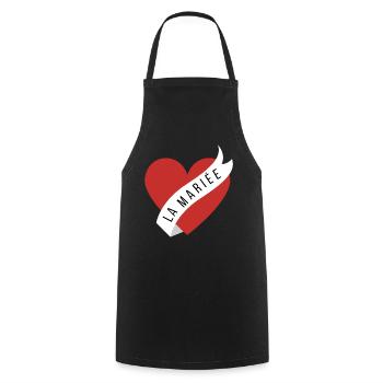La mariée cœur rouge et ruban - Tablier de cuisine - noir - Devant - AI Model Male 185 dark (185cm)