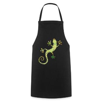 Green salamander or gecko - Cooking Apron - black - Front - AI Model Male 185 dark (185cm)