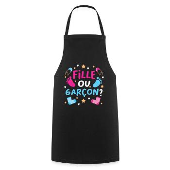 Garçon ou Fille Gender Reveal Baby Boy or Girl - Tablier de cuisine - noir - Devant - AI Model Male 185 dark (185cm)