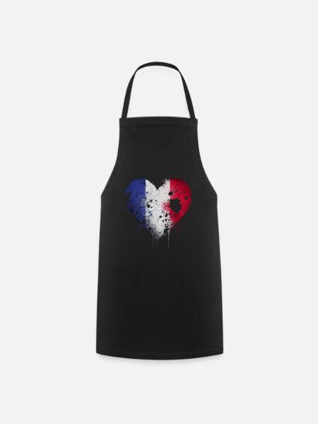 France coeur bleu blanc rouge - Tablier de cuisine - noir