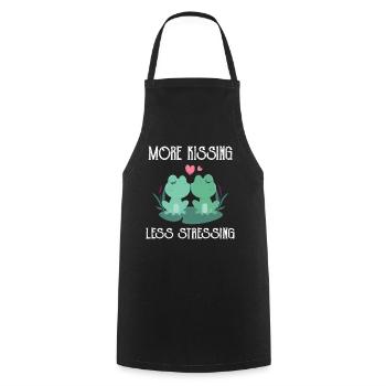 More kissing less stressing fun kissing frogs - Cooking Apron - black - Front - AI Model Male 185 dark (185cm)