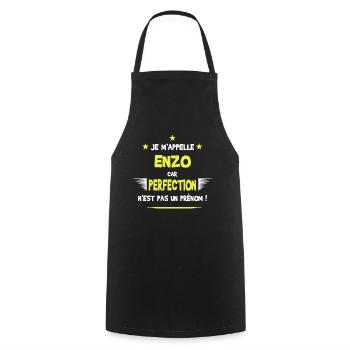 Enzo cadeau humour et drôle - Tablier de cuisine - noir - Devant - AI Model Male 185 dark (185cm)