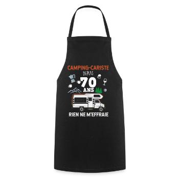 Camping- car camping-cariste depuis 70 ans - Tablier de cuisine - noir - Devant - AI Model Male 185 dark (185cm)