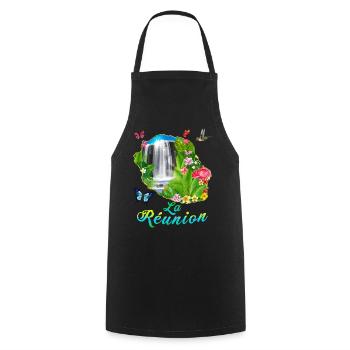La réunion Paradis Sur Terre Cadeau - Tablier de cuisine - noir - Devant - AI Model Male 185 dark (185cm)