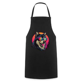 Chemise Retro Wave Alaskan Malamute Dogs - Tablier de cuisine - noir - Devant - AI Model Male 185 dark (185cm)