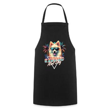 Chemise à hot-dog Retro Wave American Eskimo - Tablier de cuisine - noir - Devant - AI Model Male 185 dark (185cm)