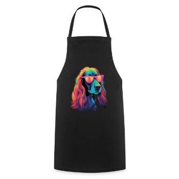 Retro Wave Afghan Hound Dog Shirt - Kochschürze - Schwarz - Vorne - AI Model Male 185 dark (185cm)