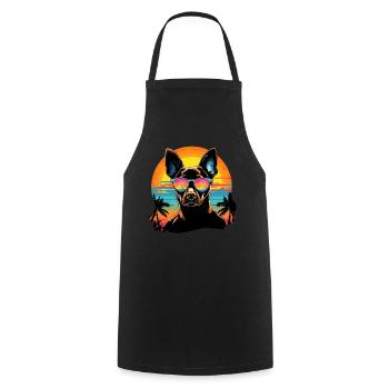 Retro Wave Basenji Dog Shirt - Kochschürze - Schwarz - Vorne - AI Model Male 185 dark (185cm)