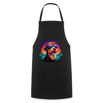 Retro Wave Airdale Terrier Dog Shirt - Kochschürze - Schwarz - Vorne - AI Model Male 185 dark (185cm)